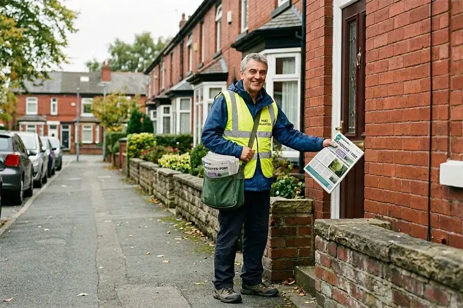 Volunteer delivering paper