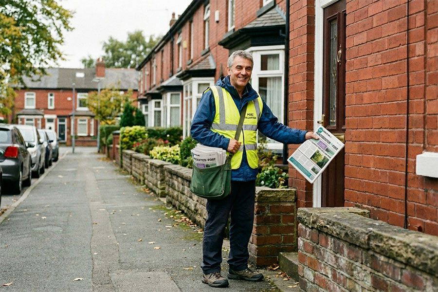 Volunteer delivering paper